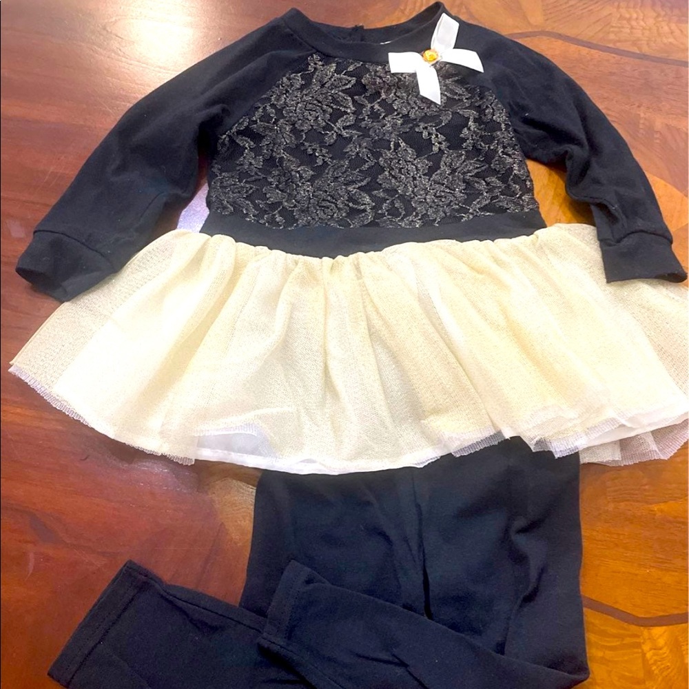 Size 24 months black and gold outfit Sweetheart Rose